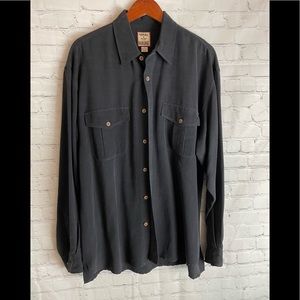 Tommy Bahama 100% Silk Long Sleeve Button Down Shirt Medium (FITS LIKE AN XL)